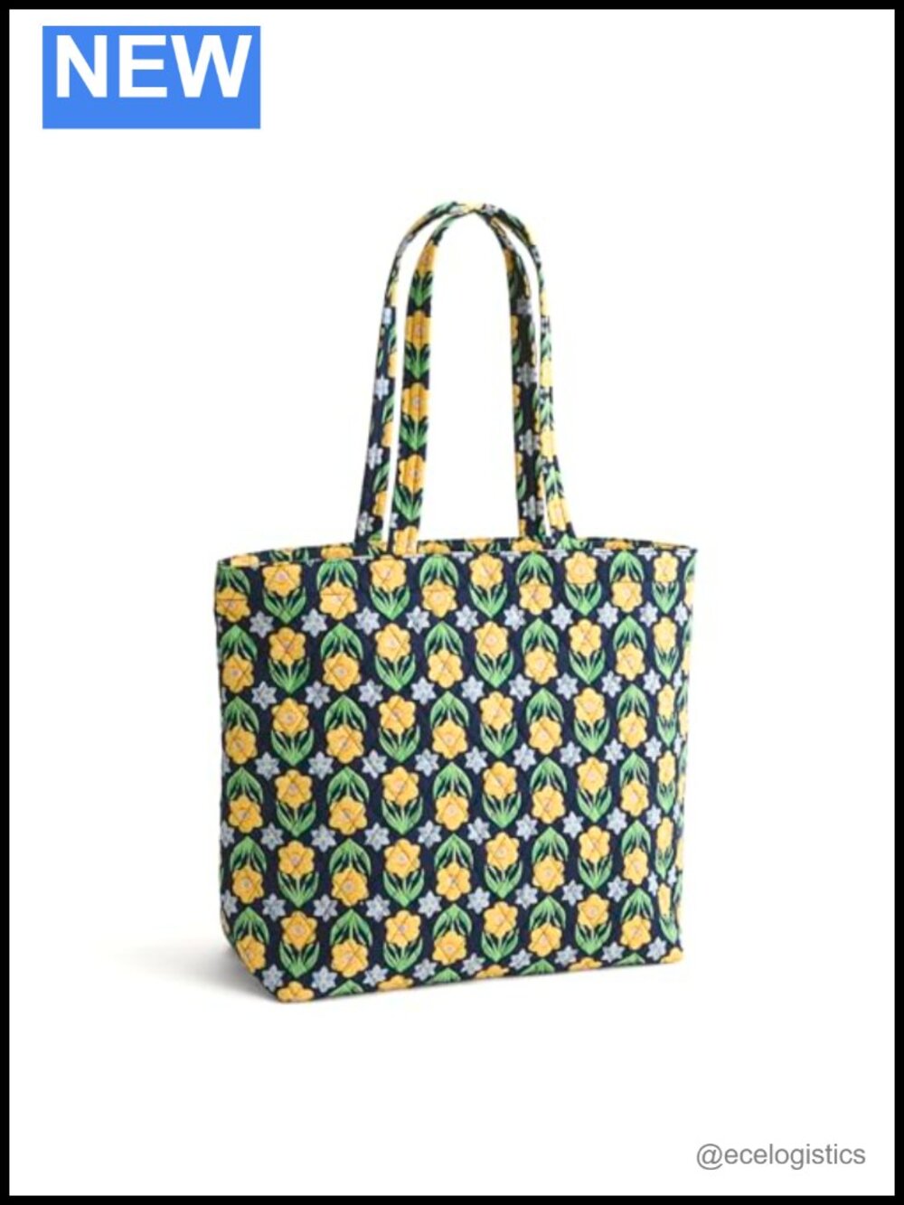 Quilted Cotton Zip Tote with Pockets, Machine Washable